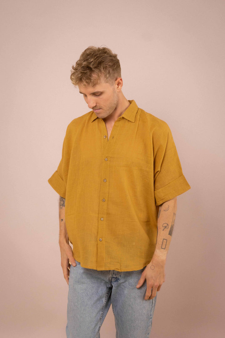 Hemd ~ JAMIE Mustard in Slub Baumwolle