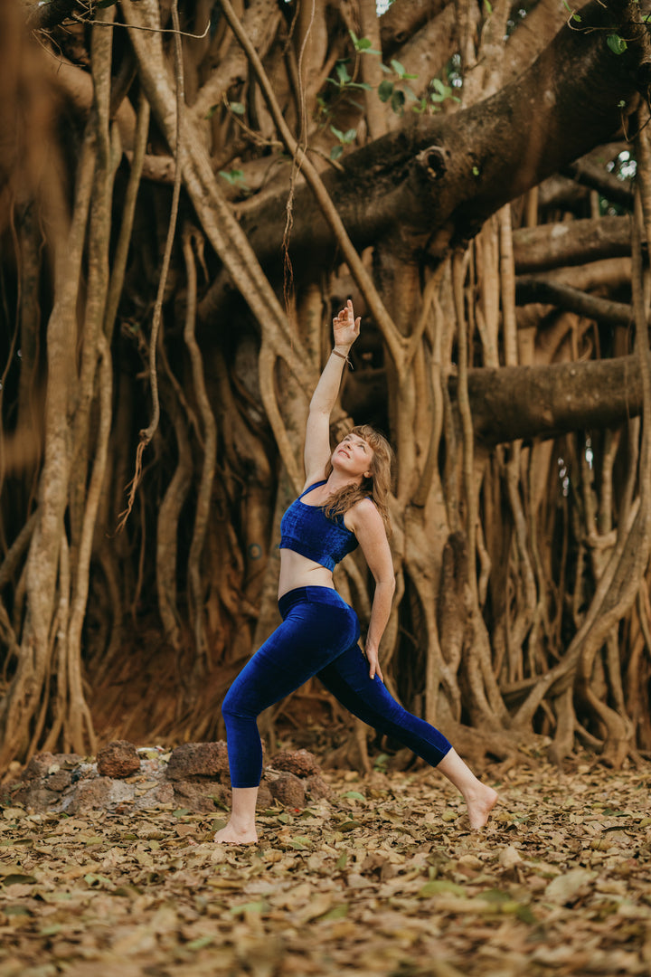 Samt leggins, Winterleggins, Yogaleggins, sporthose, yogahose, blau, lang, Top, Yoga outfit, Sporttop