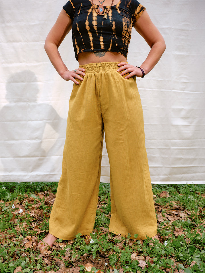 Musselin Maxi-Hose SOLEIL in senfgelb