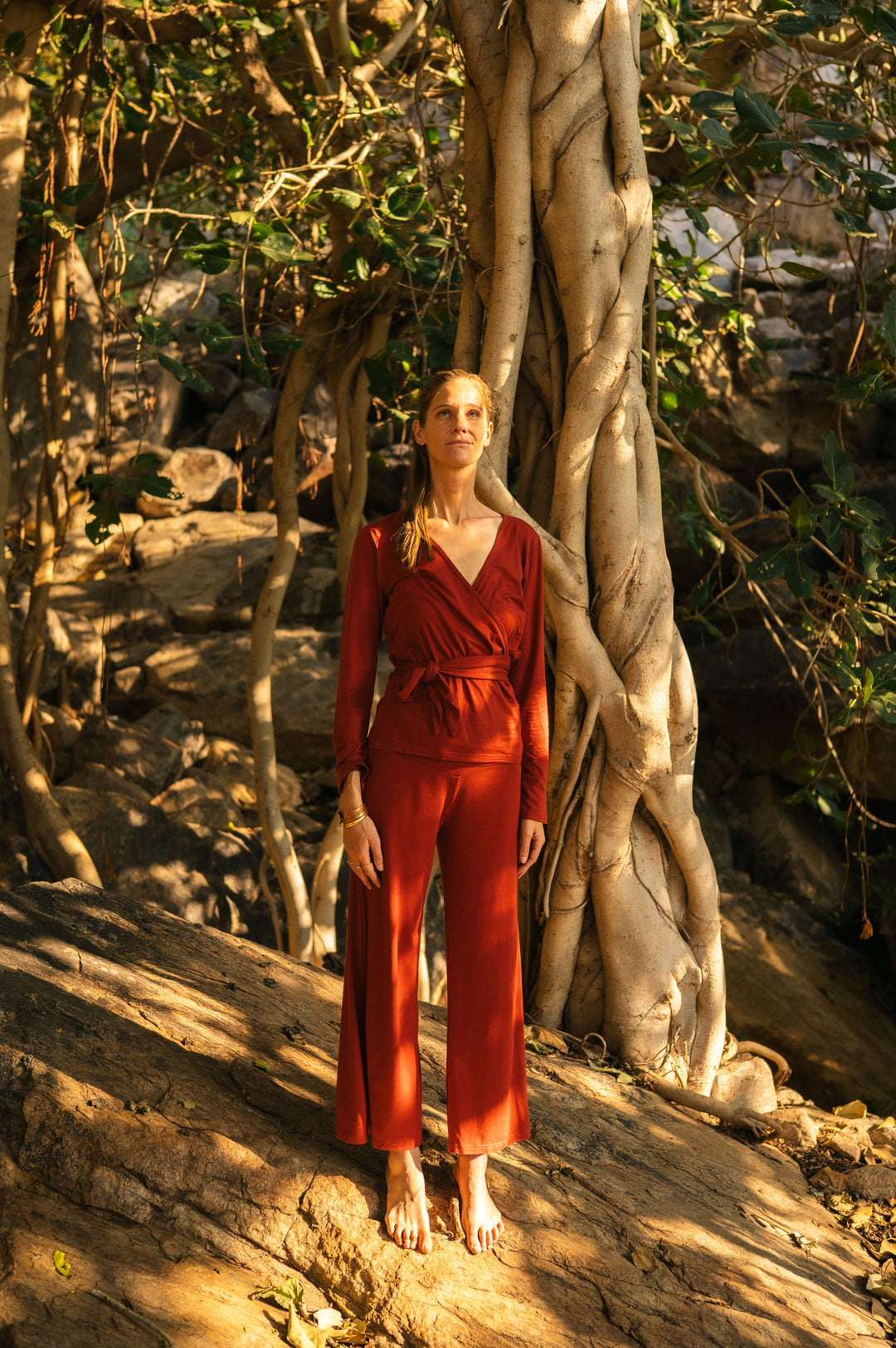 Trainingshose, Yogahose, Sporthose, Leggins, rote Schlaghose sport, Sportoberteil, Yoga Top, Yogaset