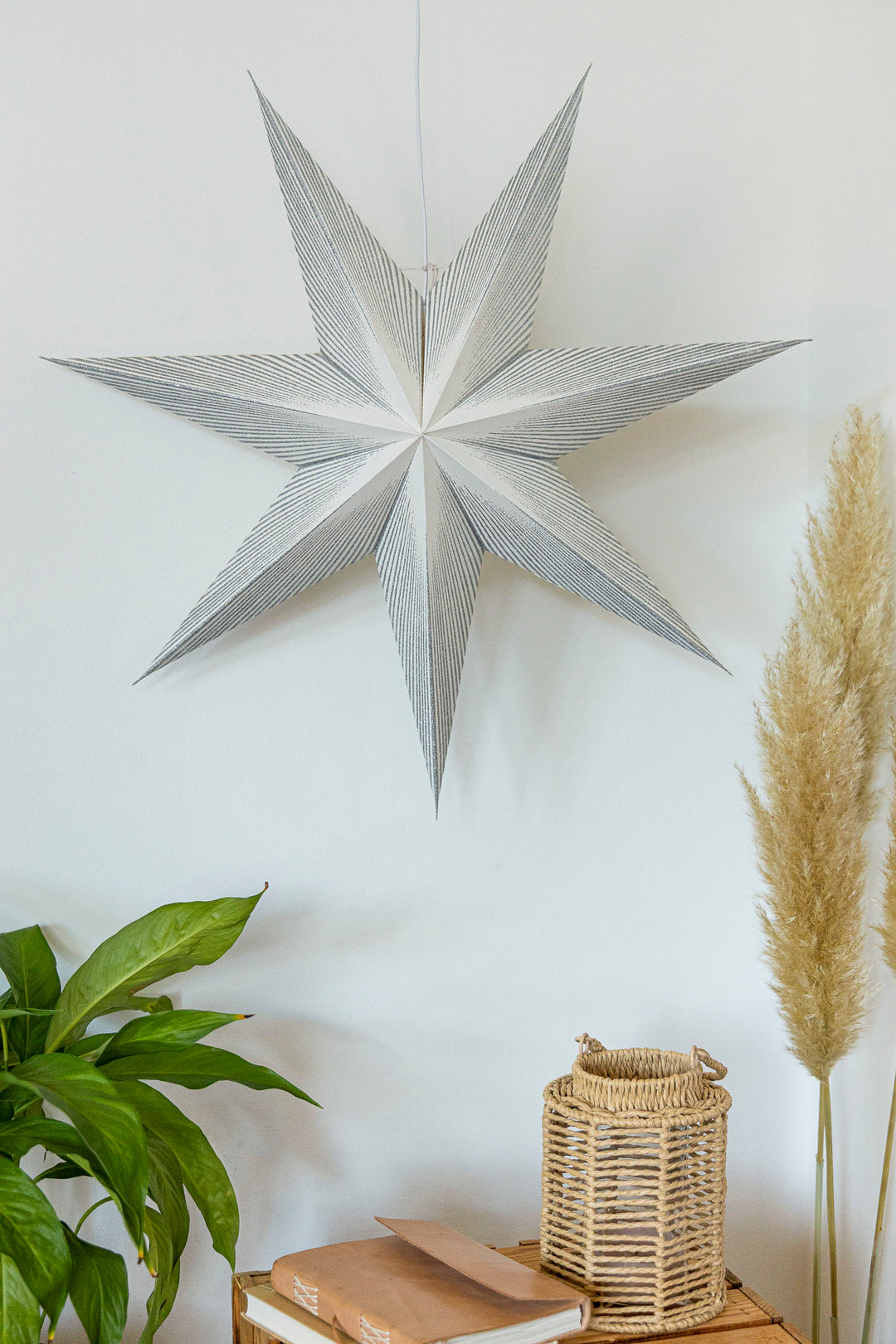 XL Glitzer Stern in WEISS-SILBER