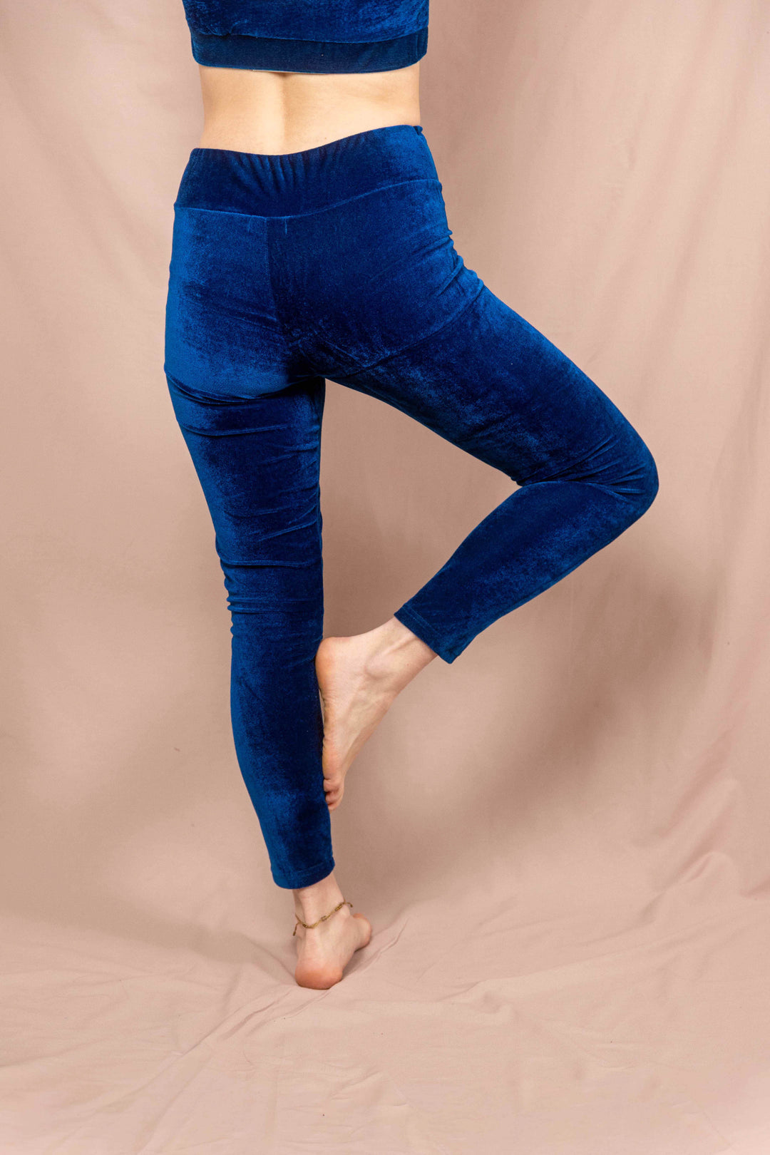 Samt leggins, Winterleggins, Yogalaggins, sporthose, yogahose, blau, lang