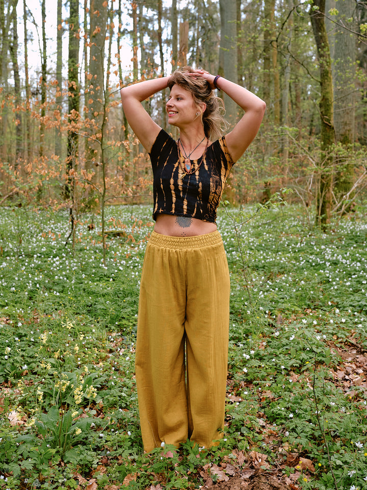 Musselin Maxi-Hose SOLEIL in senfgelb