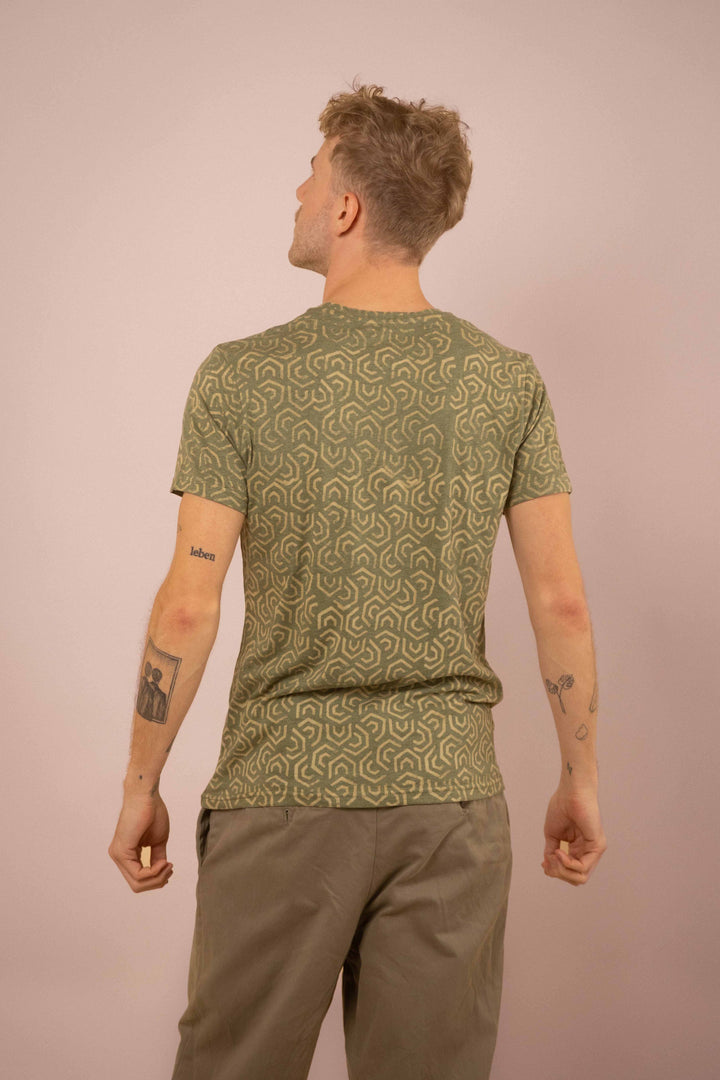 T-Shirt mit Blockprints grün