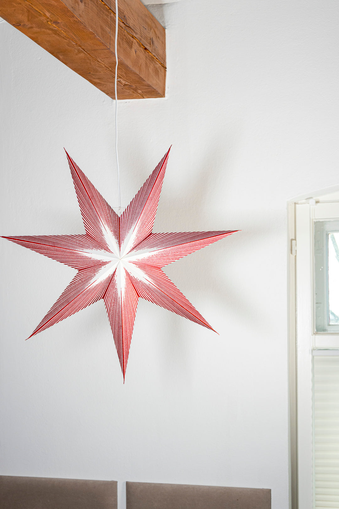 XL Glitzer Stern in WEISS-ROT