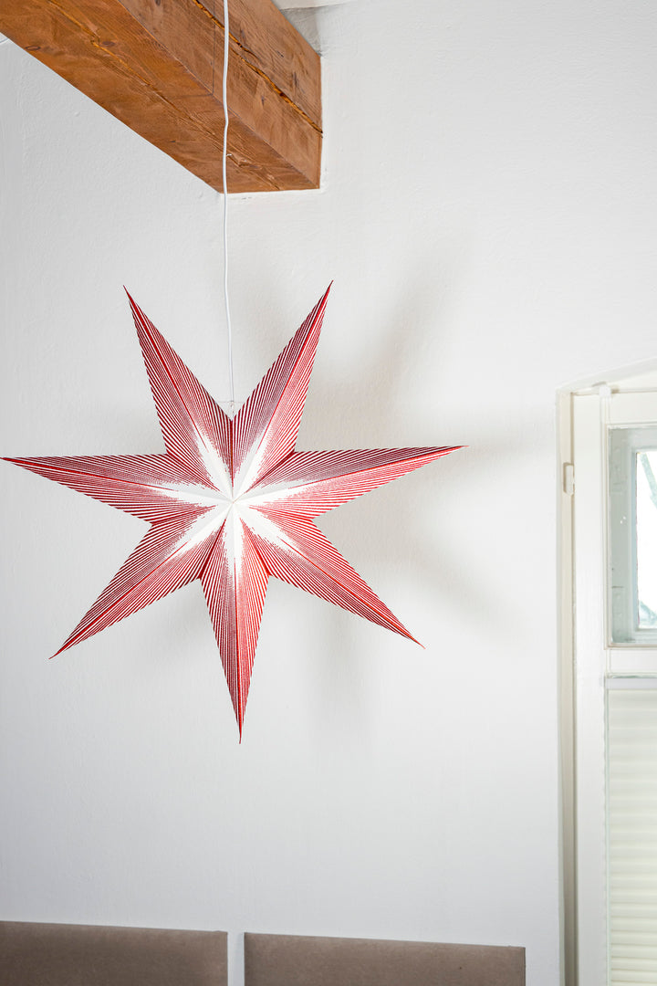 XL Glitzer Stern in WEISS-ROT