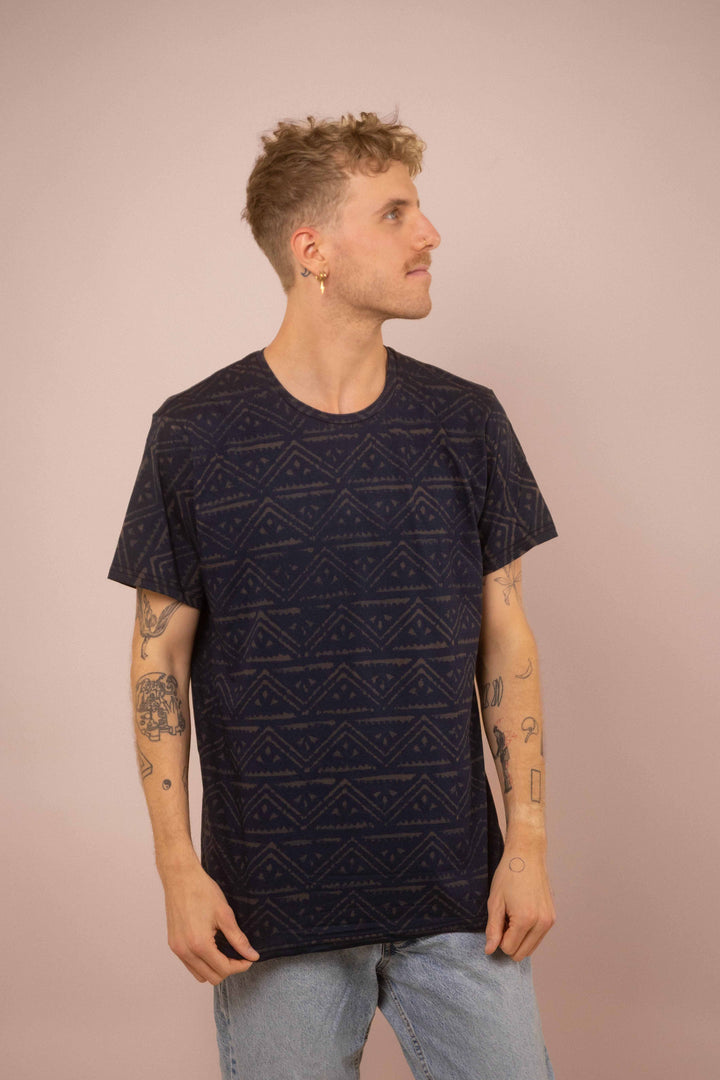 T-Shirt mit Blockprints blau-blau