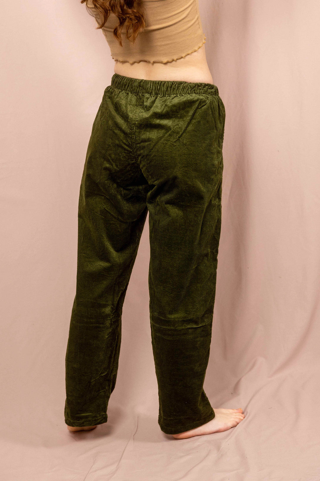 lockere cord hose, Urlaub, weite hose, relaxed hose, Grün, mit Tasche