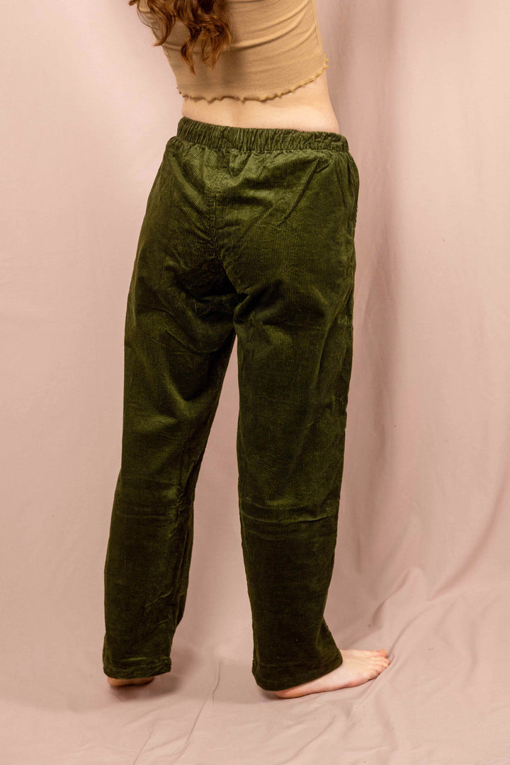 lockere cord hose, Urlaub, weite hose, relaxed hose, Grün, mit Tasche