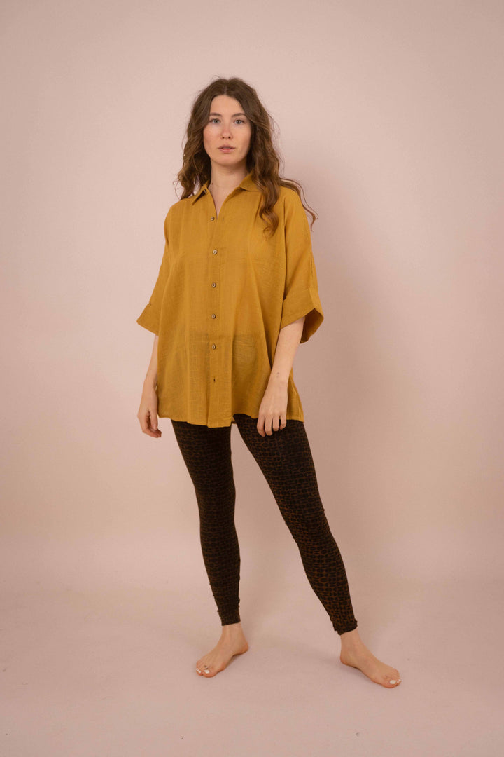 Hemd ~ JAMIE Mustard in Slub Baumwolle