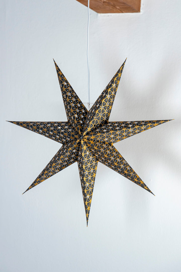 Glitzer Stern in SCHWARZ GOLD