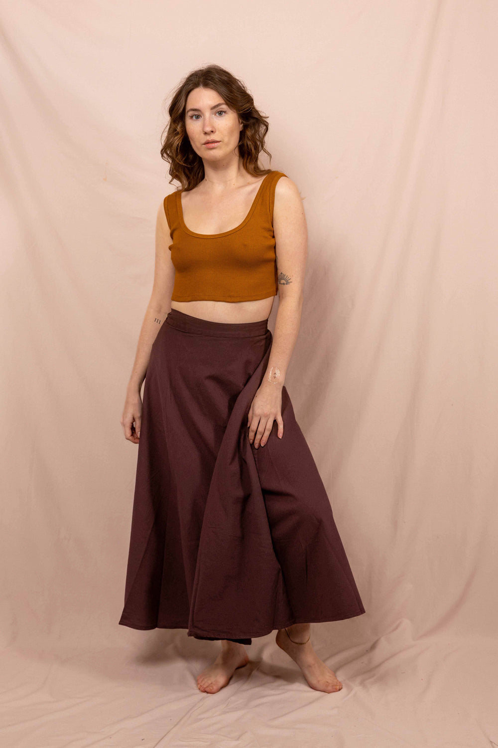 Wickelroch, Naturtextilie, Baumwolle, Langer weiter Rock, Zum Binden, Rock Braun, Sommerrock 