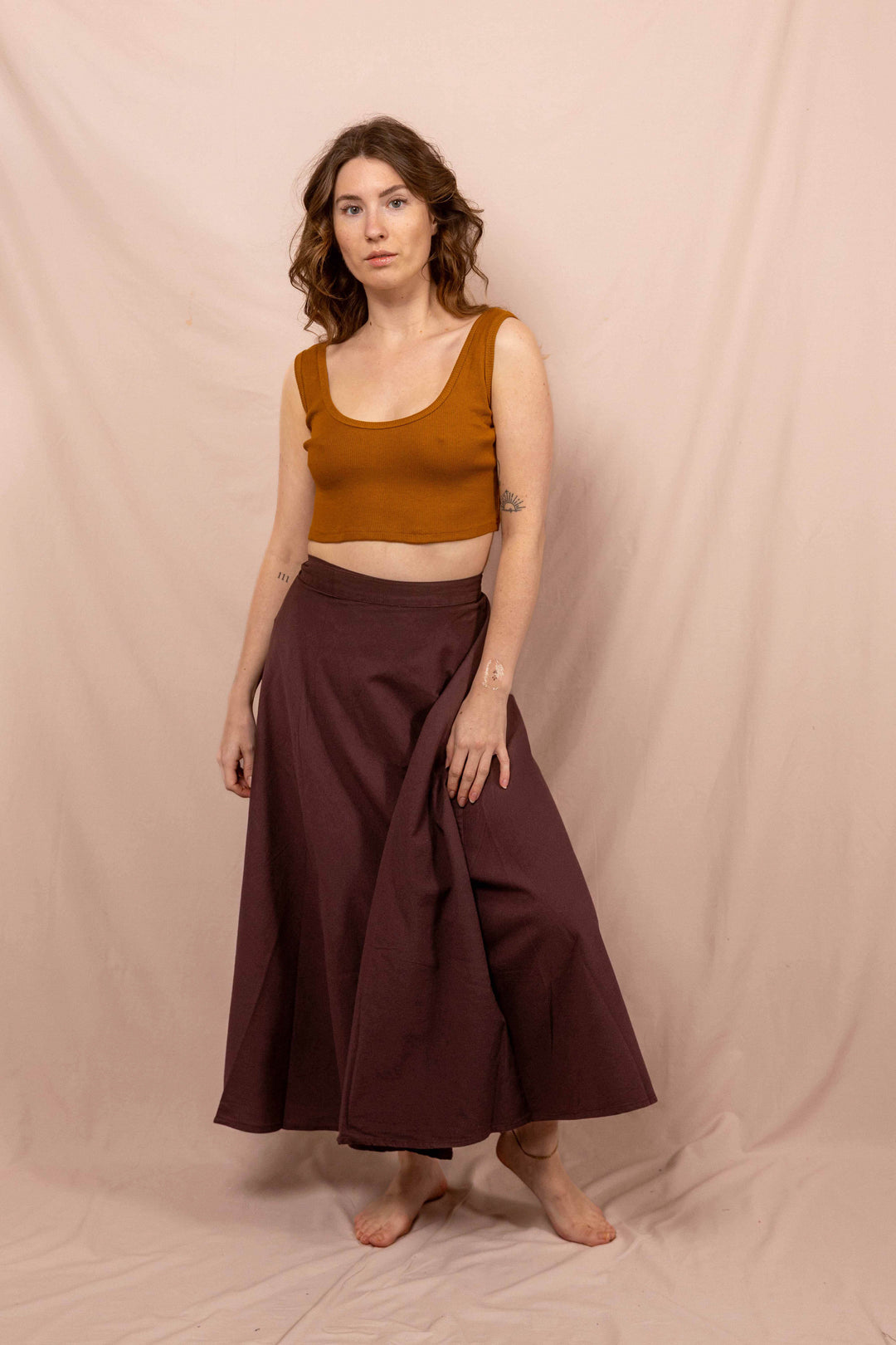 Wickelroch, Naturtextilie, Baumwolle, Langer weiter Rock, Zum Binden, Rock Braun, Sommerrock 