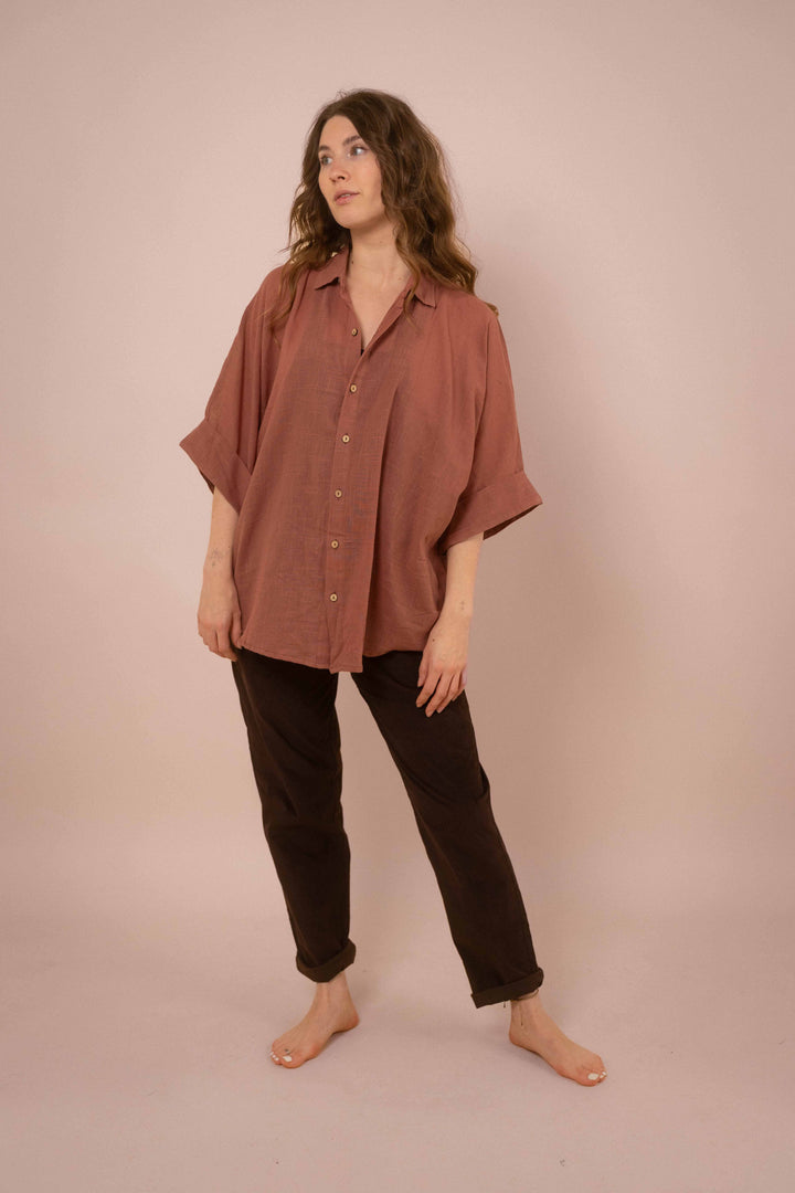 Hemd ~ JAMIE Dusty Rose in Slub Baumwolle