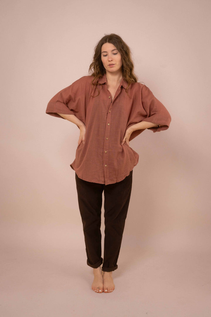Hemd ~ JAMIE Dusty Rose in Slub Baumwolle