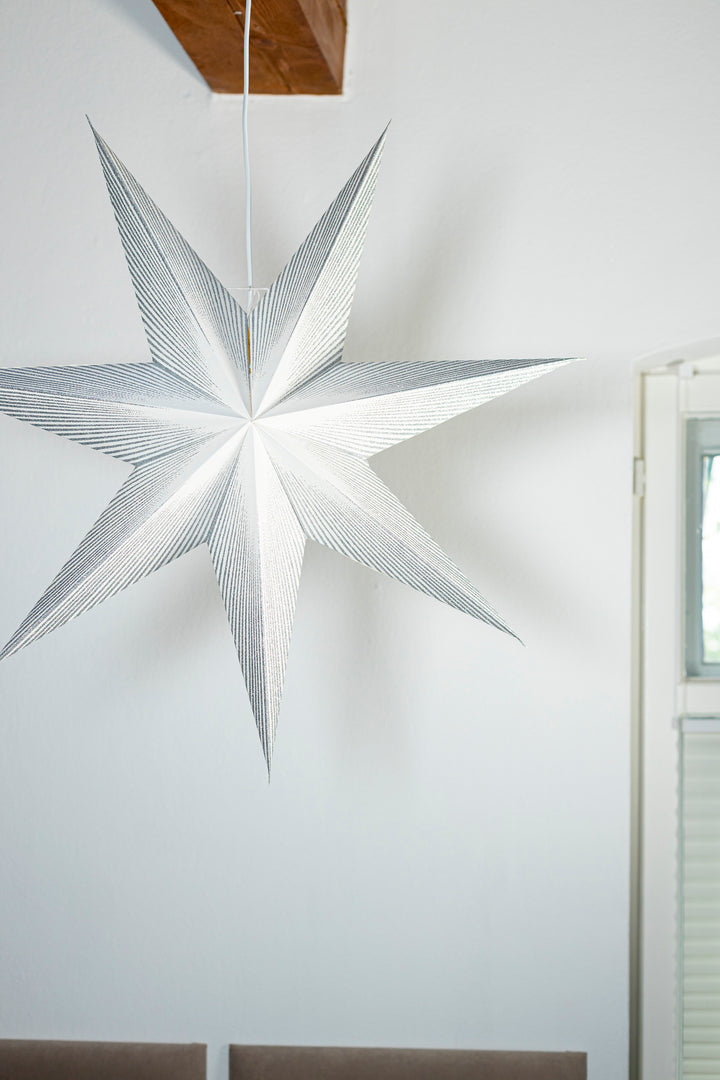 XL Glitzer Stern in WEISS-SILBER