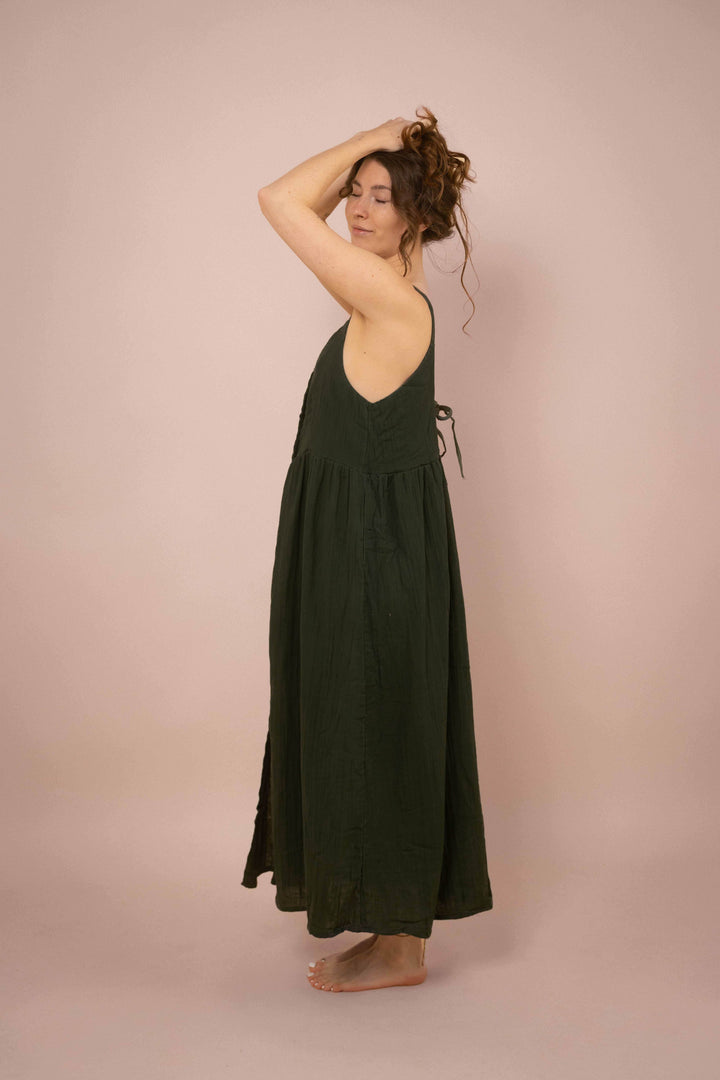 Kleid YOKO mit Knöpfen ~ Dunkelgrün