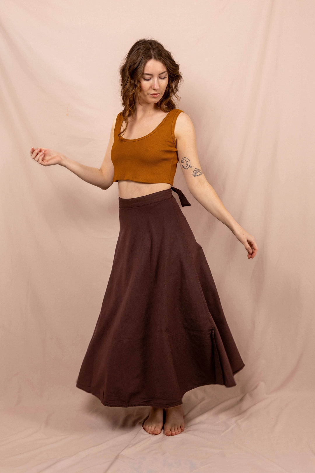 Feinripp Top, Unterhemd in Hell Braun, Bauchfreies Leichtes Oberteil, Bra Top, Crop Top