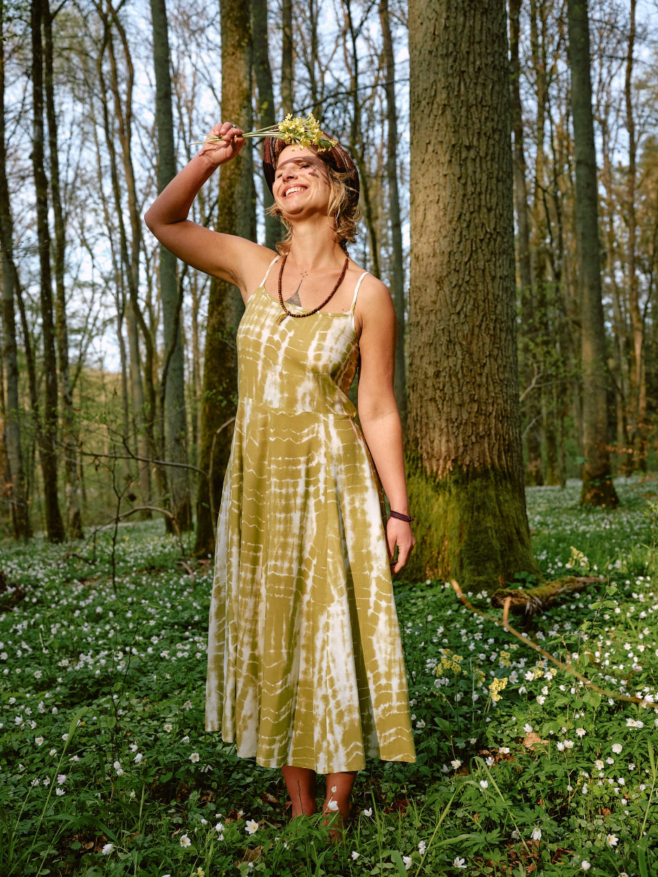 Batik Kleid FAIRY, Langes Blockprint-Keid ANEETA, Trägerkleid, Ärmellos, Sommerkleid, Maxikleid in Rot, Vintagekleid, Urlaubskleid, Strandkleid, 