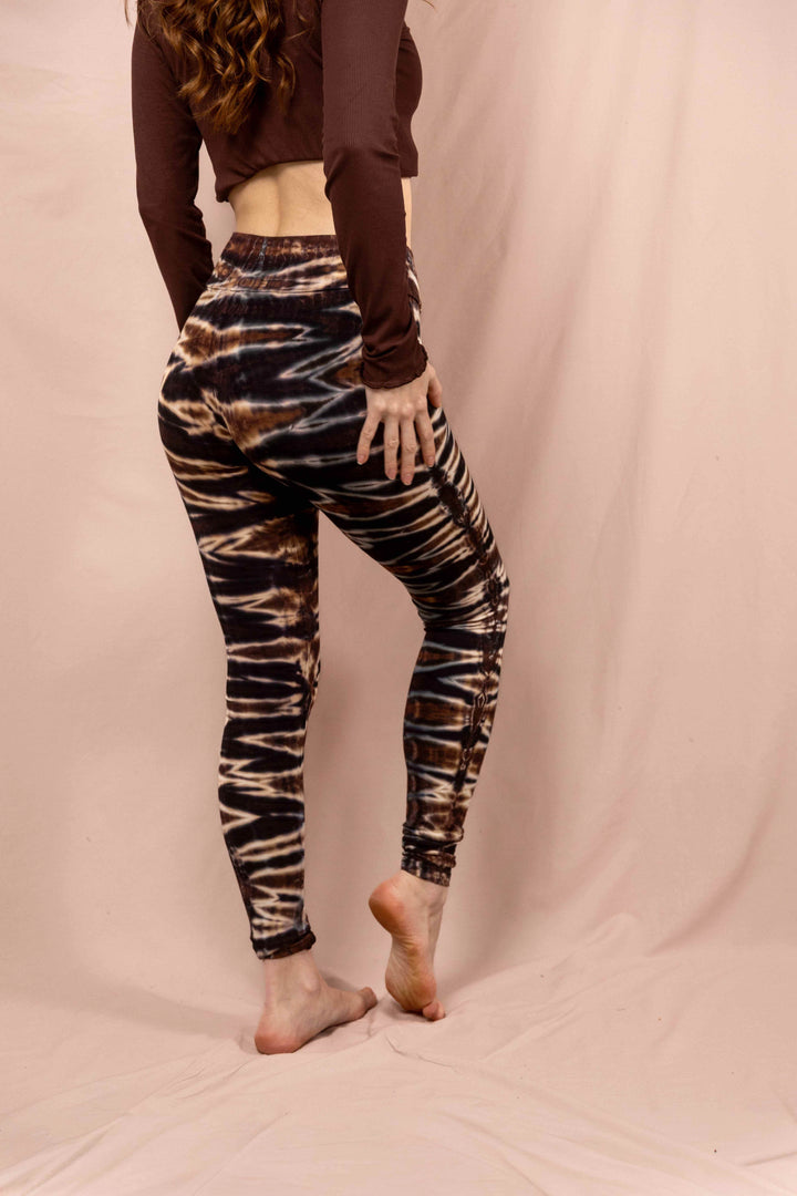 Leggins, Sportleggins, Farbig, Braun Orange Schwarz, Yogaleggins, yogafashion, Muster, Abstrakt