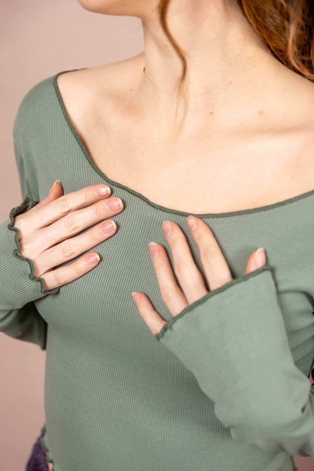 Feinripp Shirt, Longsleeve Top, Langärmlig es Oberteil in Mint Grün