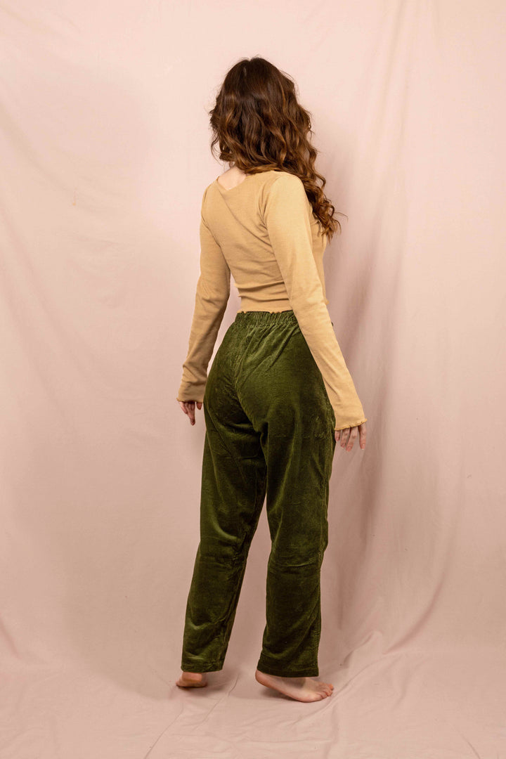 lockere cord hose, Urlaub, weite hose, relaxed hose, Grün, mit Tasche