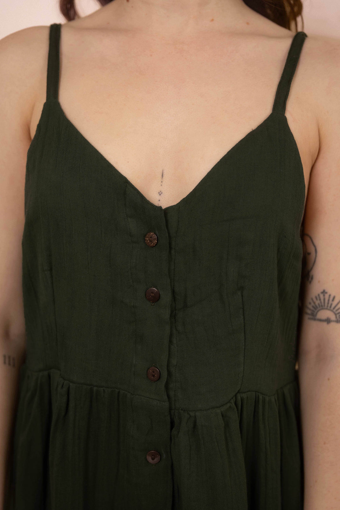 Kleid YOKO mit Knöpfen ~ Dunkelgrün
