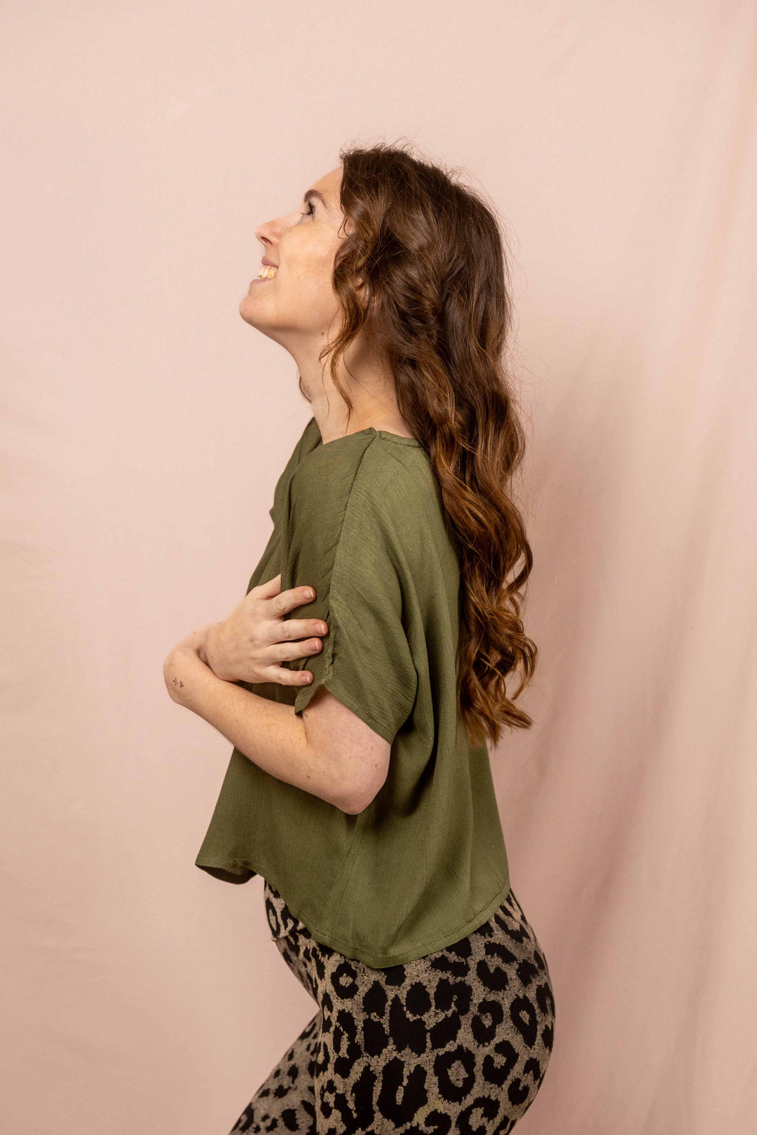 Luftiges Shirt in Grün, Vintage Oberteil, T-Shirt