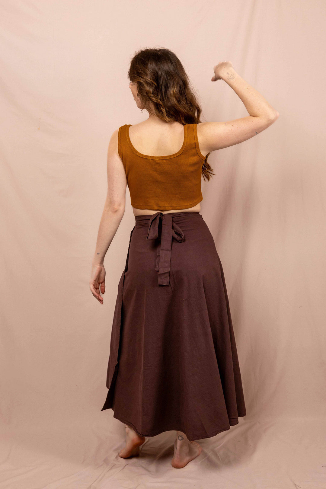 Wickelroch, Naturtextilie, Baumwolle, Langer weiter Rock, Zum Binden, Rock Braun, Sommerrock 