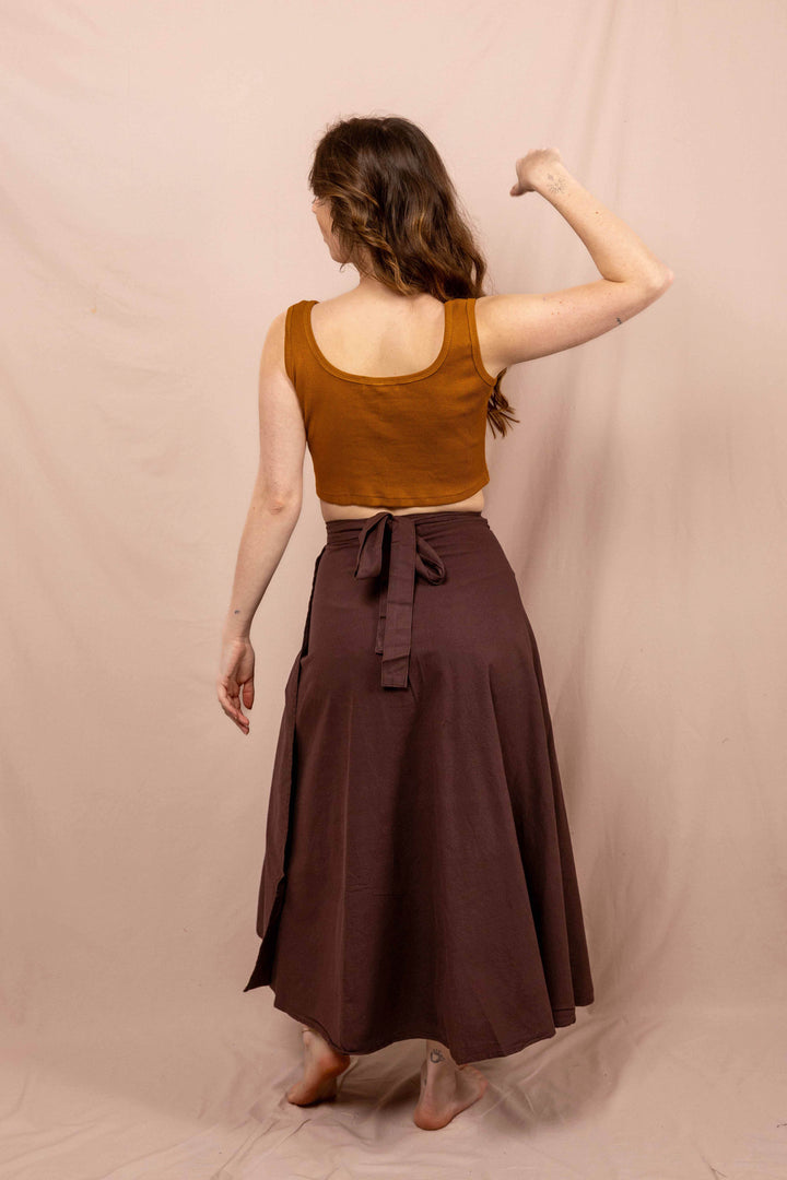 Wickelroch, Naturtextilie, Baumwolle, Langer weiter Rock, Zum Binden, Rock Braun, Sommerrock 