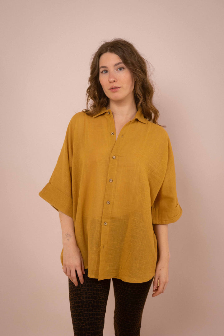 Hemd ~ JAMIE Mustard in Slub Baumwolle