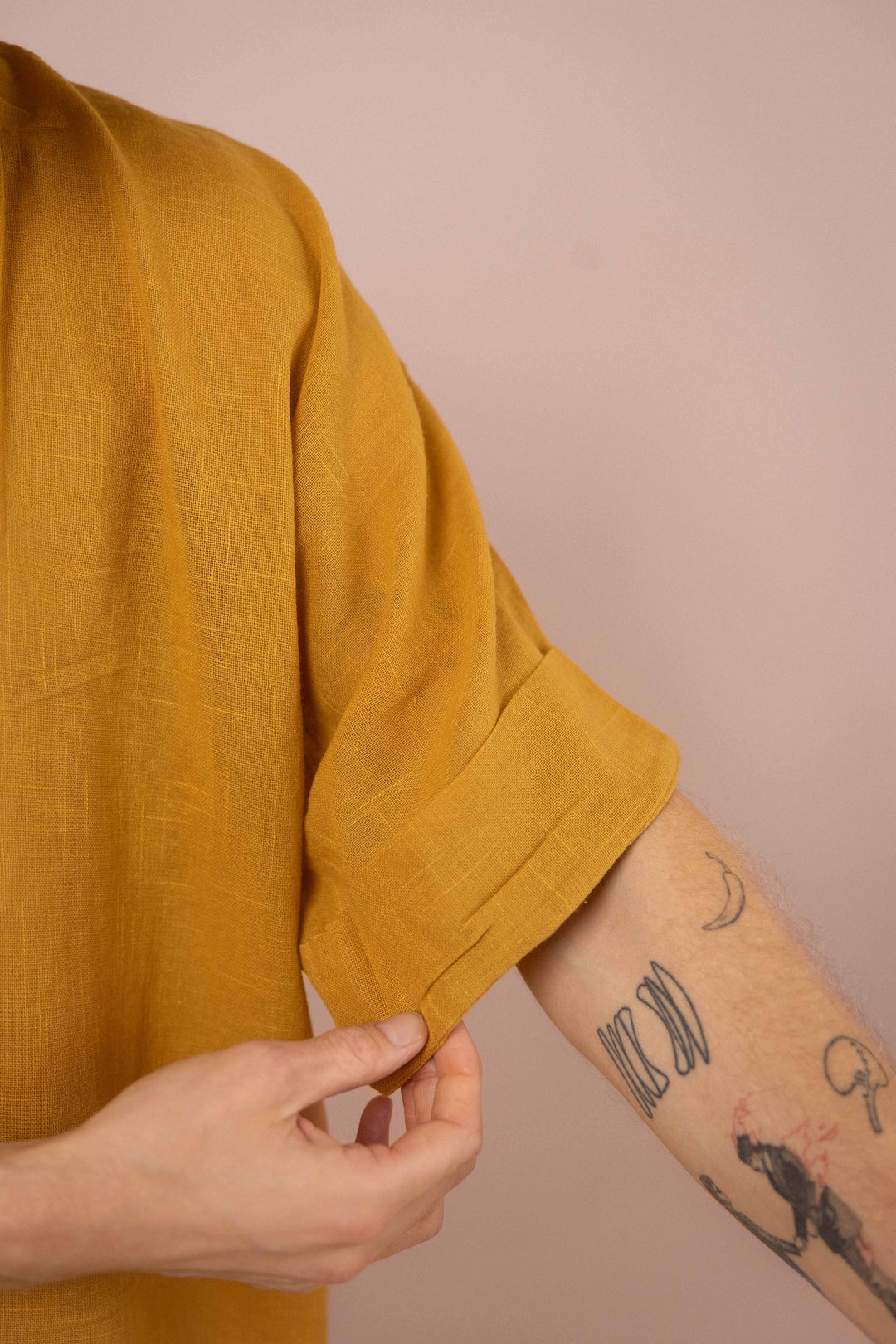 Hemd ~ JAMIE Mustard in Slub Baumwolle