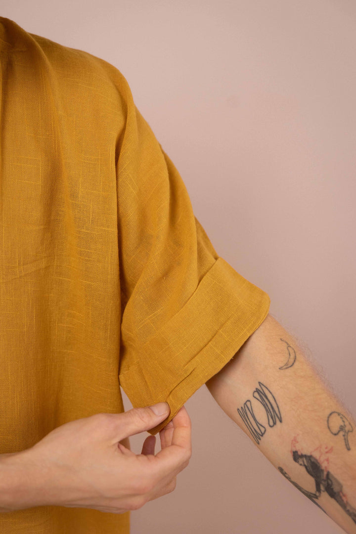 Hemd ~ JAMIE Mustard in Slub Baumwolle