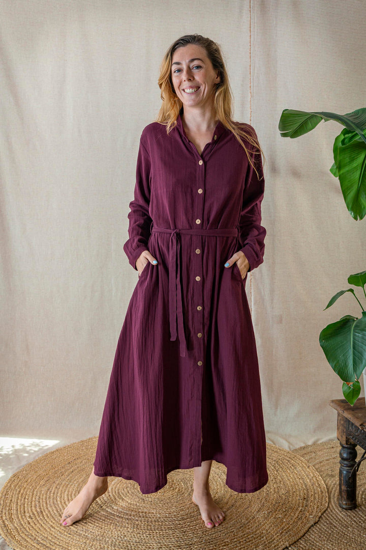 Maxi Kleid CARA ~ AUBERGINE