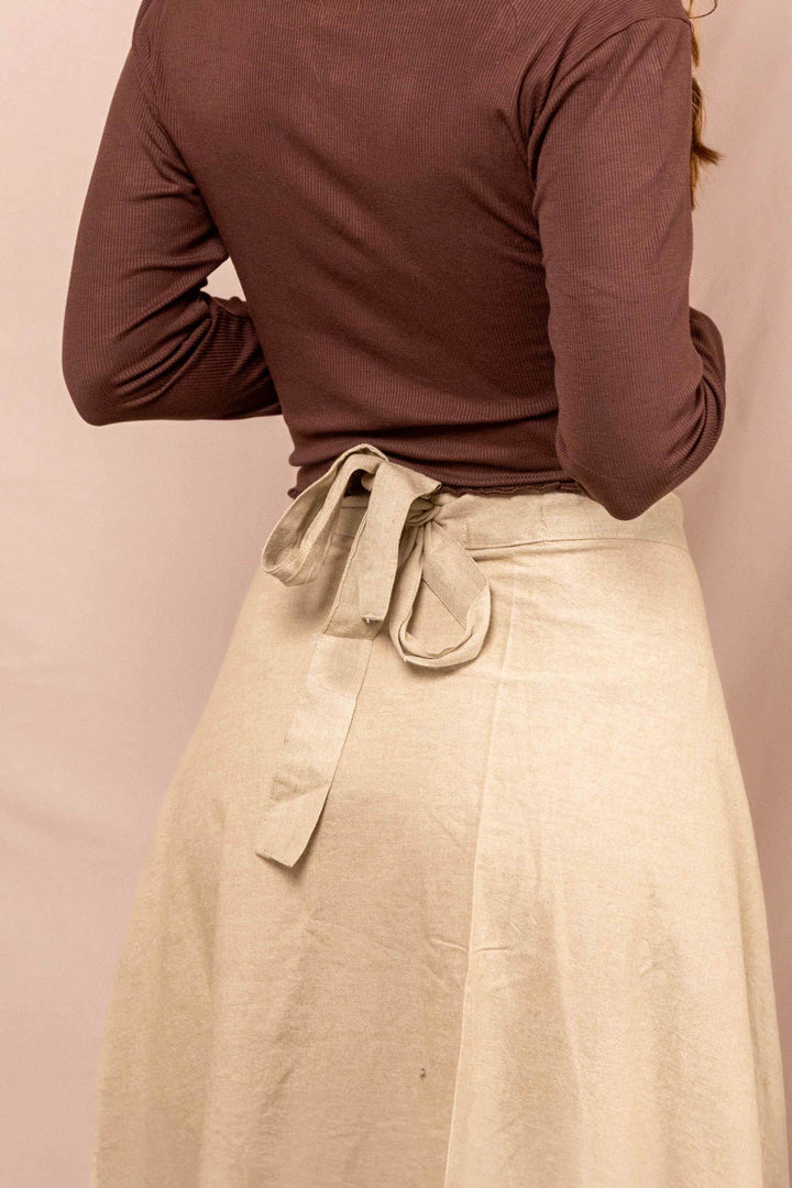 Wickelroch in Natur, Naturtextilie, Baumwolle, Langer weiter Rock, Zum Binden, Rock Beige