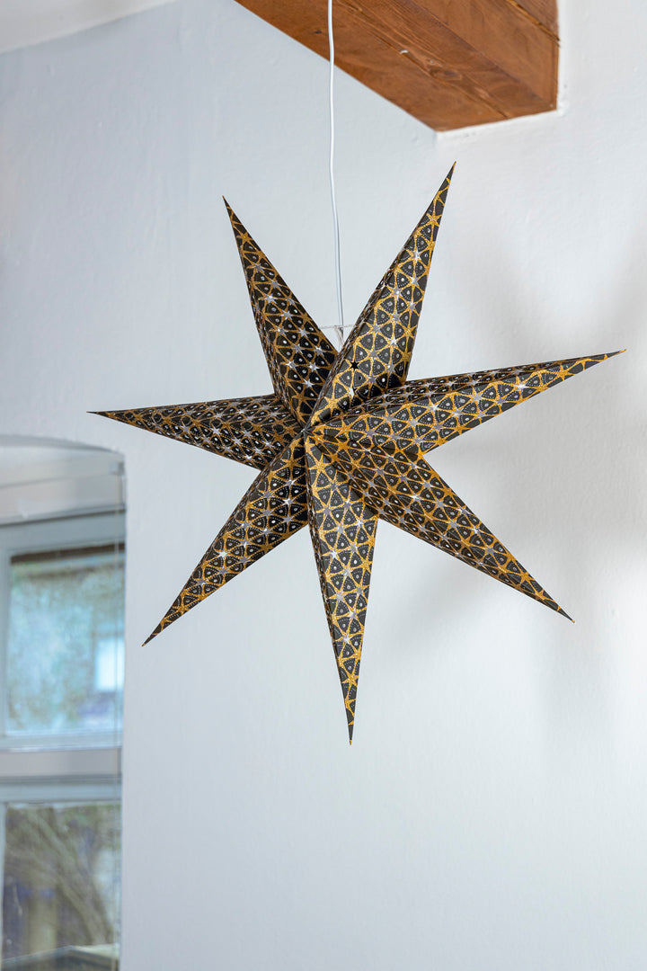 Glitzer Stern in SCHWARZ GOLD