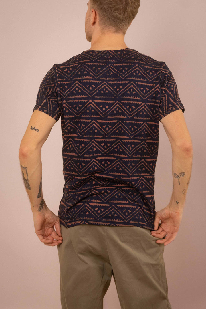 T-Shirt mit Blockprints blau-rosé