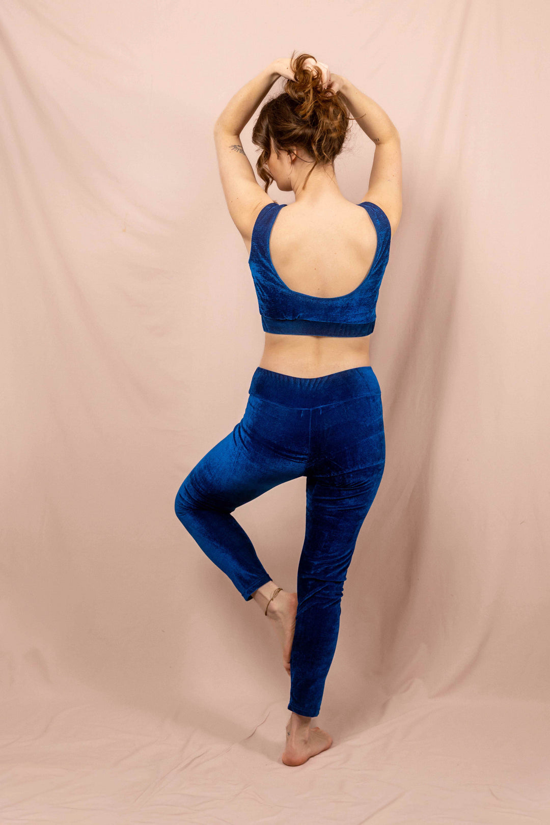 Samt leggins, Winterleggins, Yogalaggins, sporthose, yogahose, blau, lang