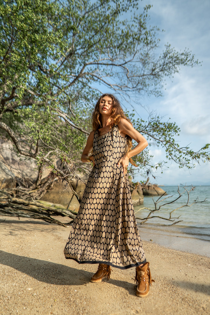 Langes Blockprint-Kleid SOHANI