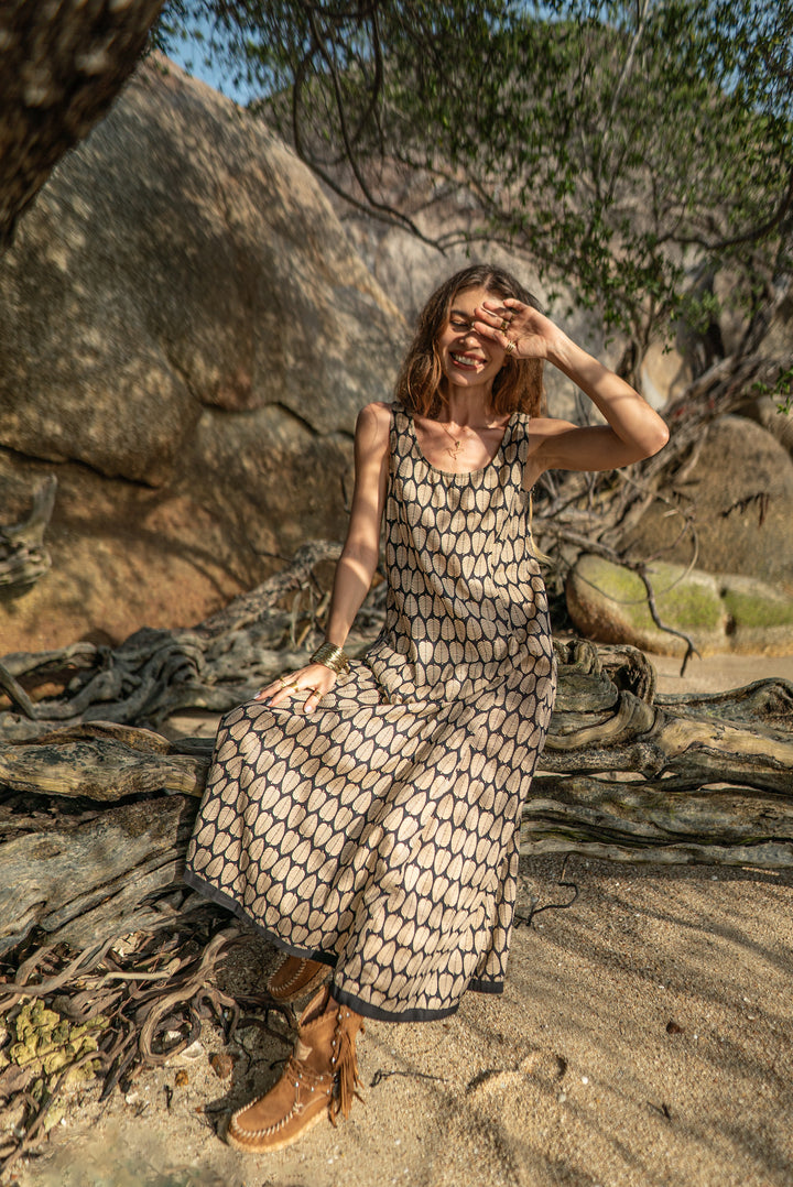 Langes Blockprint-Kleid SOHANI