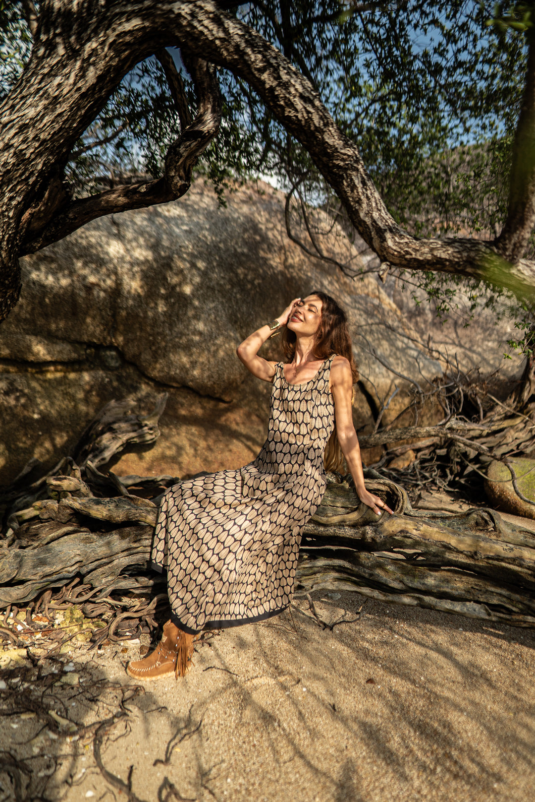 Langes Blockprint-Kleid SOHANI