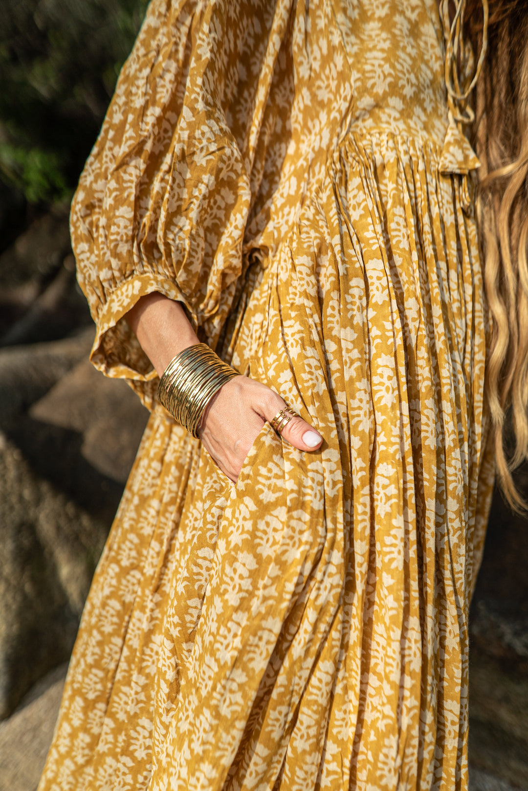 Langes Blockprint-Kleid LEONOR