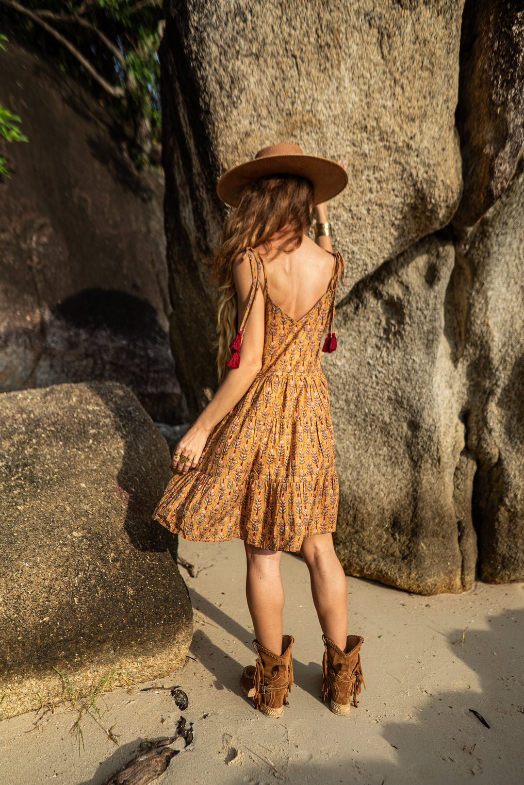 Kurzes Blockprint-Kleid ROSELLA