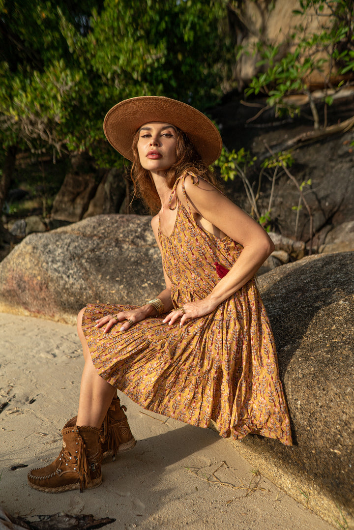 Kurzes Blockprint-Kleid ROSELLA