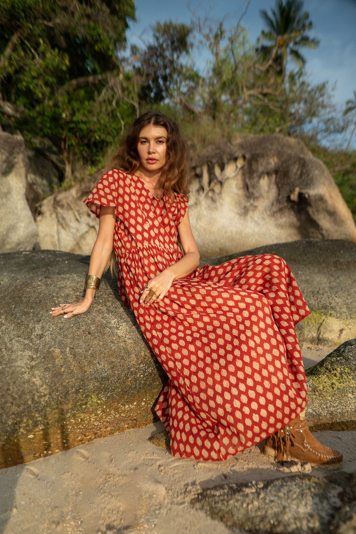 Langes Blockprint-Keid ANEETA