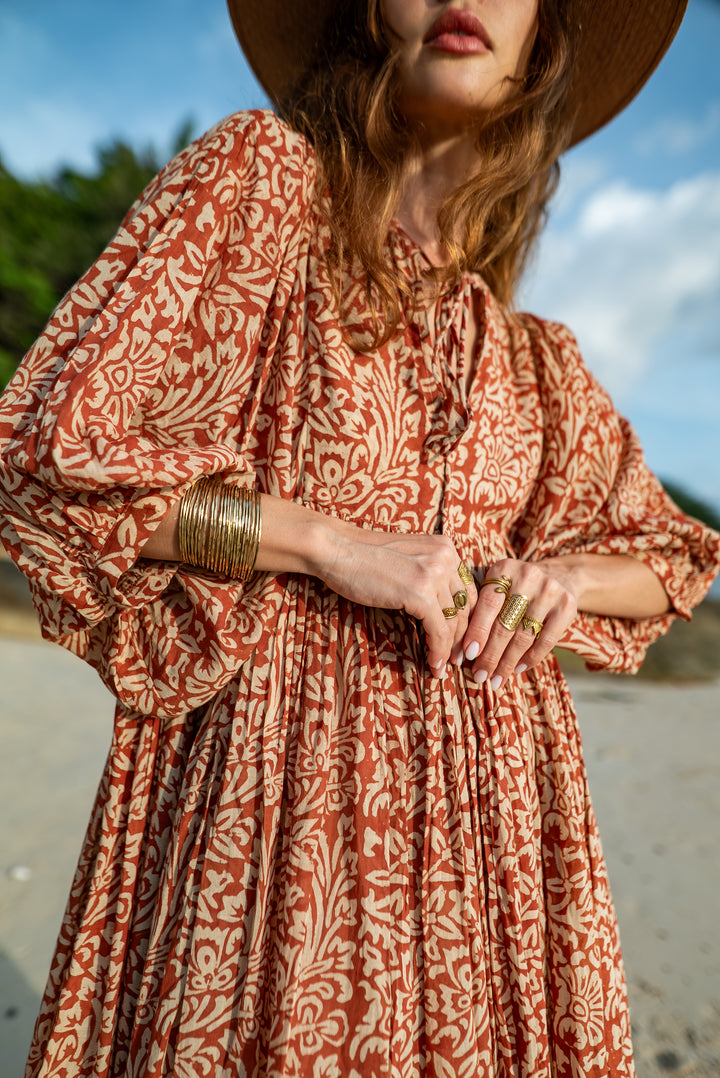 Langes Blockprint-Kleid MAYA