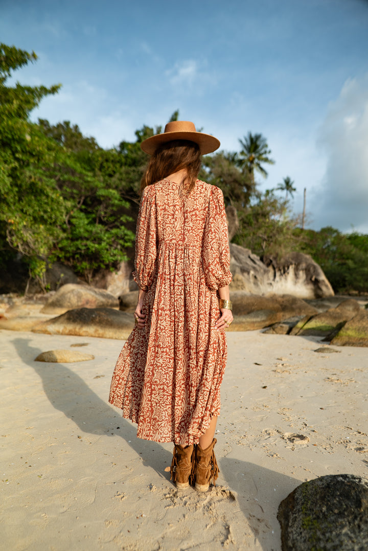 Langes Blockprint-Kleid MAYA