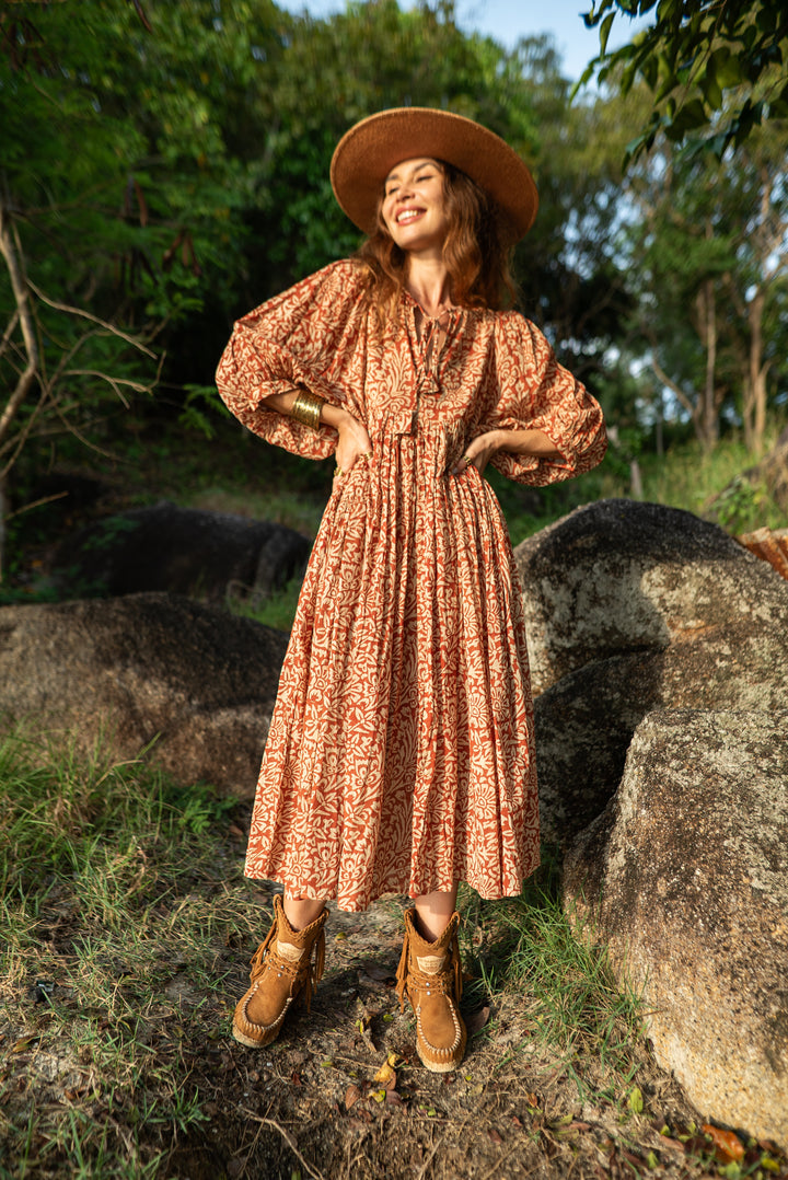 Langes Blockprint-Kleid MAYA