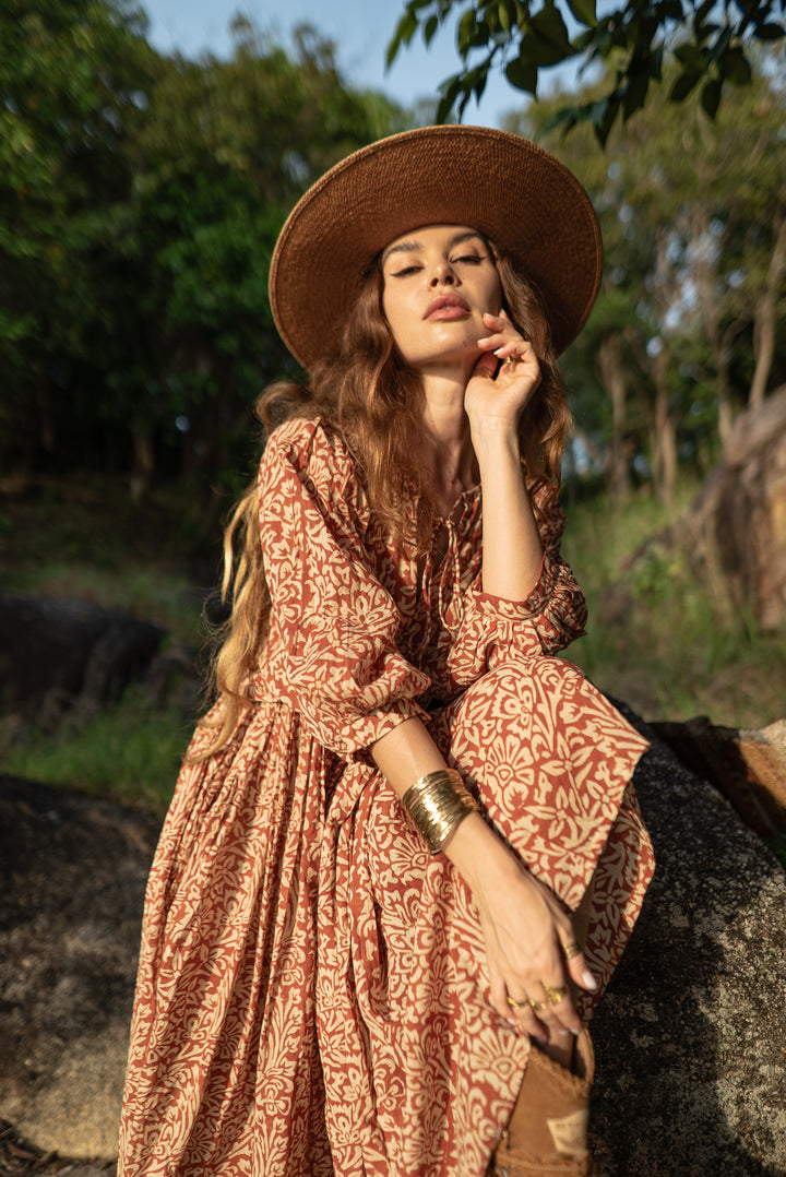Langes Blockprint-Kleid MAYA
