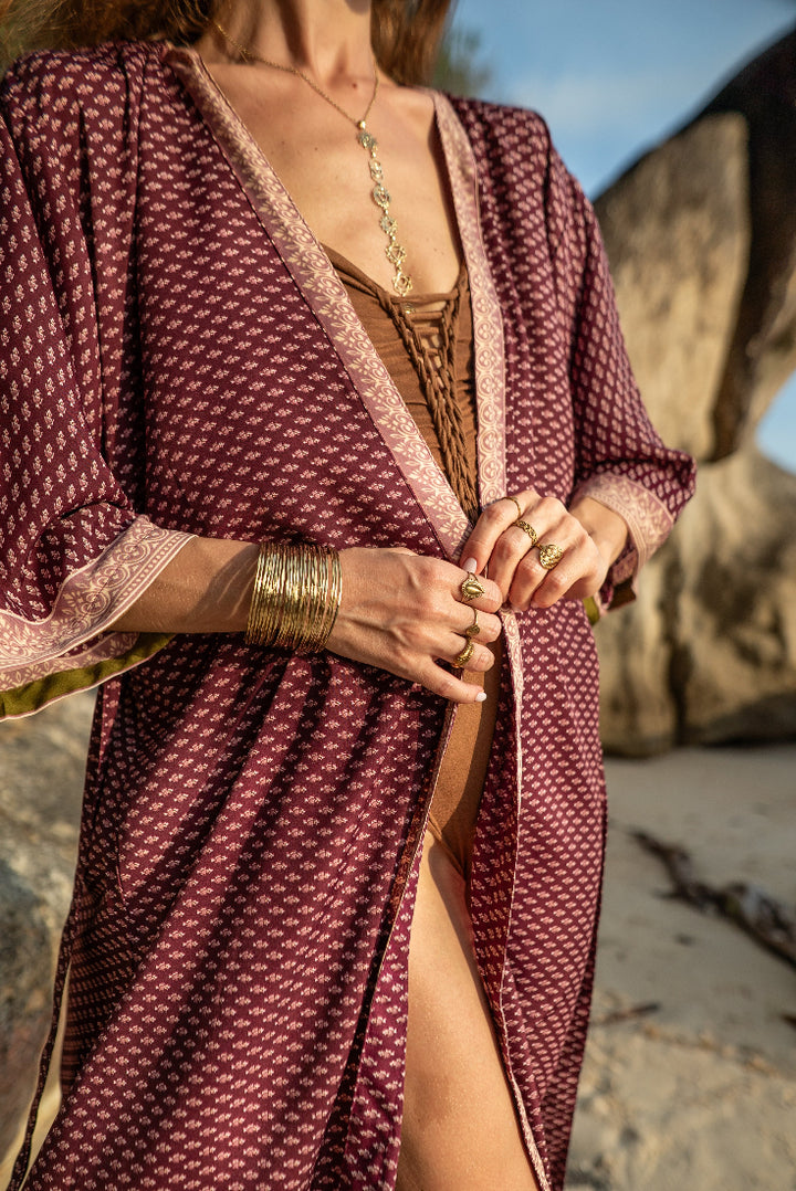 Vintage Kimono, Morgenmantel, Sauna, Bademantel, langer Strandkimono, Strandfashion, Strandmode Kimono.